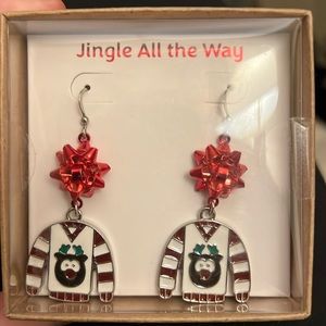 Tacky Reindeer Ugly Christmas Sweater Metal Earrings w Sterling Silver Ear Wires